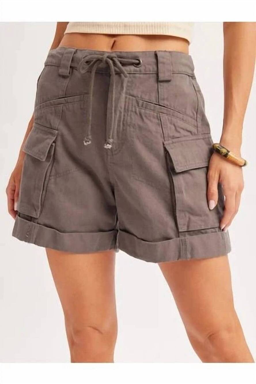 NEW BLUIVY wander cotton cargo shorts in ash